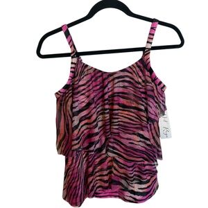 Nwt Del Raya Pink Zebra Mesh Tankini Top